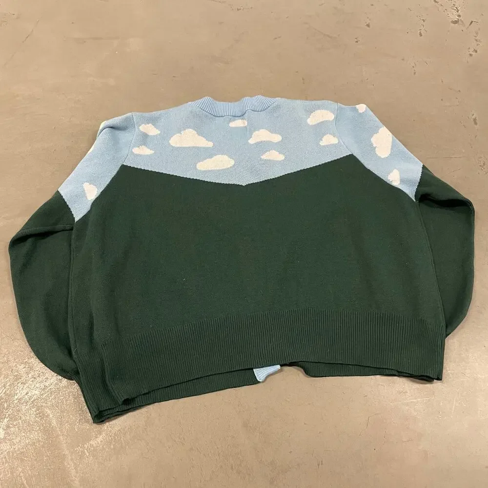 Y2K cloud landscape cardigan sweater